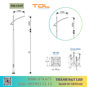 cột đèn cần đơn 5m 6m 7m 8m 9m 10m 11m TDLCD-07