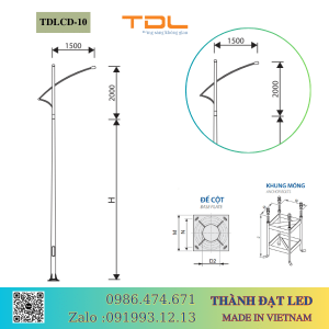 cột đèn cần đơn 5m 6m 7m 8m 9m 10m 11m TDLCD-10
